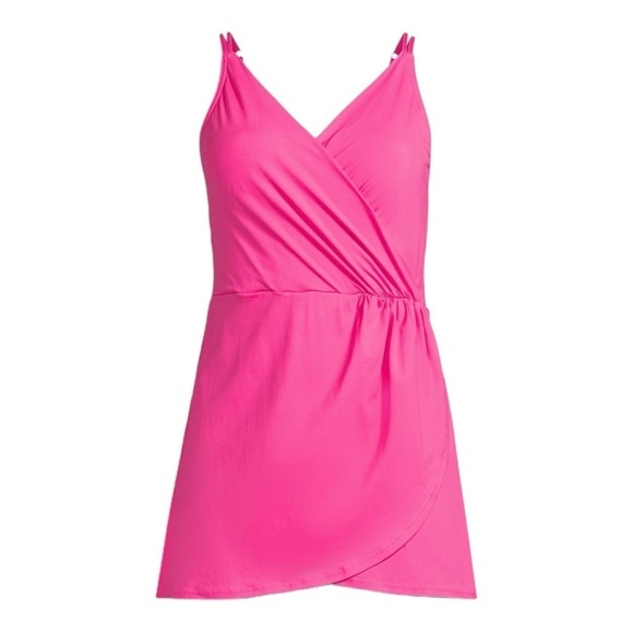 Lands’ End Chlorine Resistant Tulip Wrap Swim Dress One Piece Swimsuit NWT - Picture 2 of 5